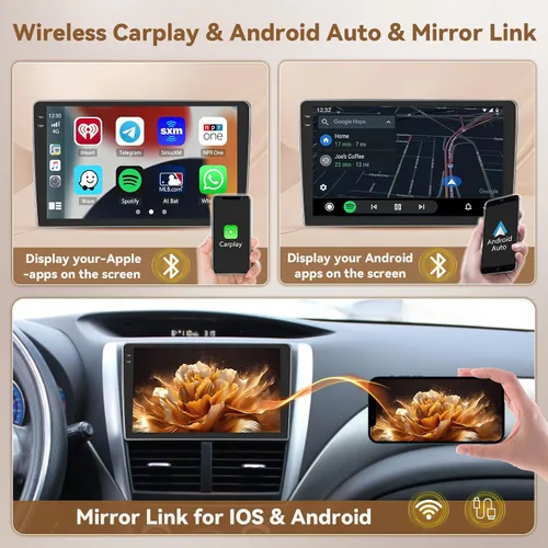 Miniatura 3 de [4+64G] Hikity Android 15 Carplay estéreo doble Din, pantalla táctil en celda de 9 pulgadas, radio inalámbrica Carplay Android Auto 5G WiFi Car