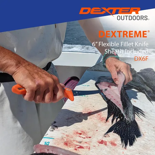 Miniatura 8 de Dexter Outdoors Cuchillo flexible de filete Dextreme de un solo filo de 6 pulgadas Incluye funda
