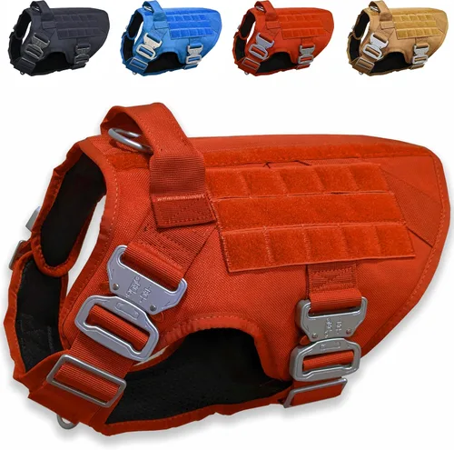 Miniatura 8 de Arnés táctico para perro con 4 hebillas de metal. Chaleco táctico para perro sin tirones con asa, arnés resistente para perros pequeños, chaleco