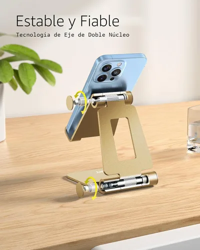 Miniatura 4 de Nulaxy soporte para teléfono celular doble plegable, soporte de escritorio plegable totalmente ajustable compatible con iPhone 17 16 15 14 13 12 11