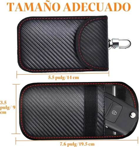 Miniatura 5 de Bolsa Faraday mejorada para llavero (paquete de 2), protector de llavero Faraday de alta calidad, bloqueo de señal RFID para automóvil, bolsa
