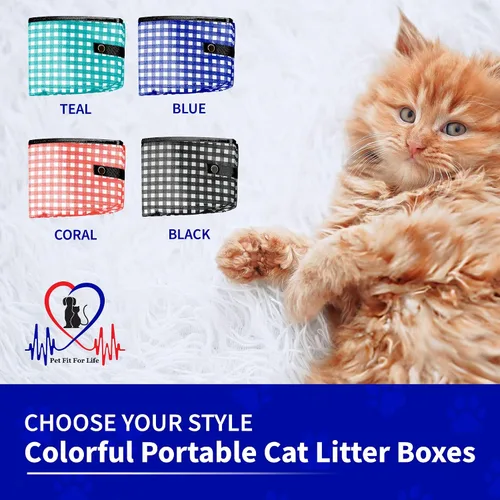 Miniatura 7 de Pet Fit For Life - Vibrante caja de arena plegable para gatos - Portátil, plegable, diseño compacto con cuenco de agua adicional - Ideal para coche