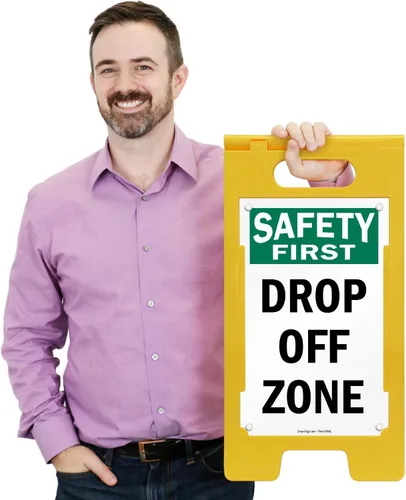 Miniatura 2 de Safety First – Señal Zona de Drop Off, de plástico plegable, 12" x 25" Kit FloorBoss de 25" x 12
