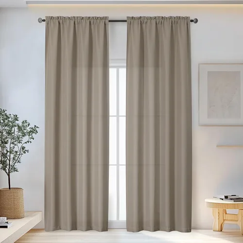 Miniatura 80 de OWENIE Bob Juego de 2 Paneles de Cortinas Negras de Cocina para Ventanas de 36 Pulgadas de Largo, Cortinas Cortas de Café con Textura de Lino