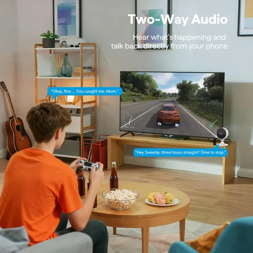 Miniatura 6 de Cámara de seguridad interior 2K 3MP, monitor de mascotas y bebés Cámara WiFi con detección de movimiento y sonido, alerta en tiempo real, audio