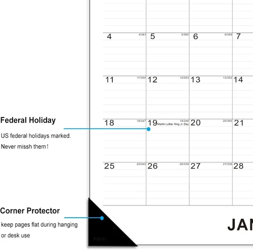 Miniatura 4 de TOWWI Calendario de escritorio 2026, calendario mensual de pared grande o escritorio para horario diario, oficina, hogar, 16.7 x 11.6 pulgadas