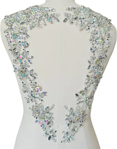 Miniatura 5 de Apliques hechos a mano con cuentas de diamantes de imitación para coser en parche de encaje de cristal, 1 par para ropa de bricolaje, vestido