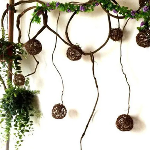 Miniatura 5 de 10 Uds. Bolas de mimbre de mimbre natural de la bola de vid ornamento loro pájaro masticar para fiesta de Navidad jardín decoración de pared 2.0 in
