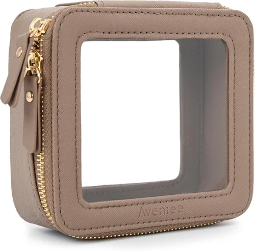Miniatura 15 de Aveniee Organizador de bolsa de maquillaje transparente, bolsa de aseo de viaje para mujer, bolsa de cosméticos impermeable con cremalleras, Rosa