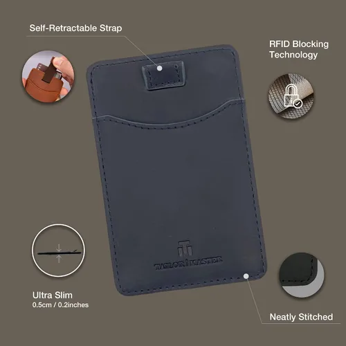 Miniatura 3 de Tailor Master Tarjetero para Tesla Model 3 X Y Slim Minimalista Tarjetero Bloqueo RFID, Azul marino