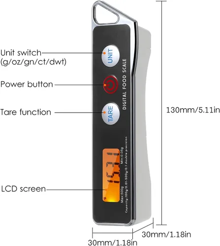 Miniatura 5 de Báscula de cuchara, escala digital de cuchara medidora electrónica, báscula de cuchara de cocina para el hogar, báscula de alimentos con función