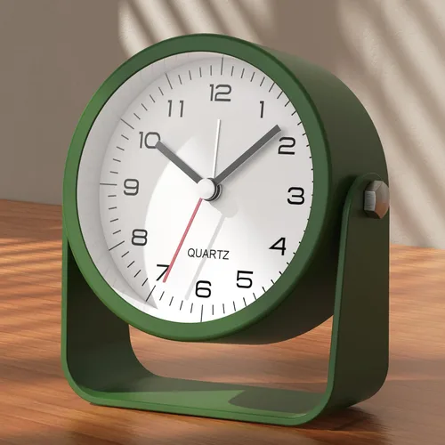 Miniatura 10 de AYRELY® Reloj despertador analógico pequeño de 3.5 pulgadas, funciona con pilas, bonito reloj de mesa con luz, ángulo ajustable para viajes, mesita