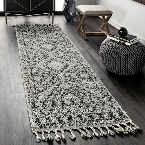Miniatura 11 de Nuloom Vasiliki - Alfombra cuadrada de 6 pies, diseño de borla, suave y afelpada, resistente a las manchas, fácil de limpiar, duradera