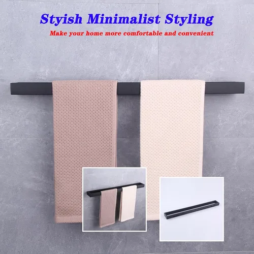 Miniatura 3 de GERZWY Barra de toalla de baño de 30 pulgadas negro mate SUS 304 Barra de toalla de baño de acero inoxidable estilo moderno montaje en pared