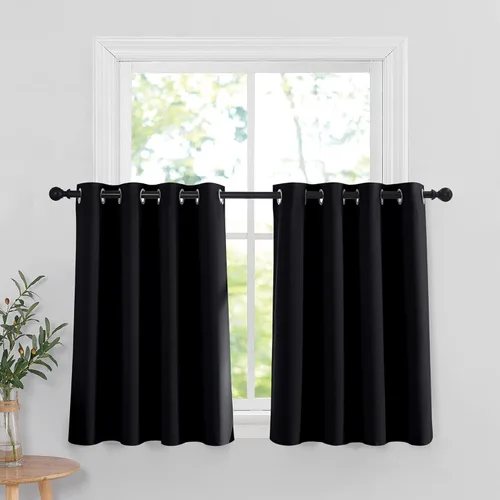 Miniatura 112 de RYB HOME Cortinas opacas de cocina de 36 pulgadas de largo, tratamiento de privacidad para ventanas pequeñas, aislamiento térmico, telón de fondo