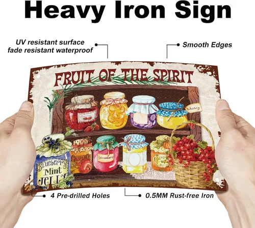 Miniatura 3 de SUPERDANT Cartel de metal vintage conservado de frutas enlatadas Fruit of the Spirit Vintage divertido arte de pared placa de metal retro dormitorio