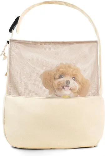 Miniatura 13 de ONECUTE Transportador para perros pequeños, conejos, gatos con bolsillos grandes, bolsa de algodón, transportador para perros de lado suave, Beige