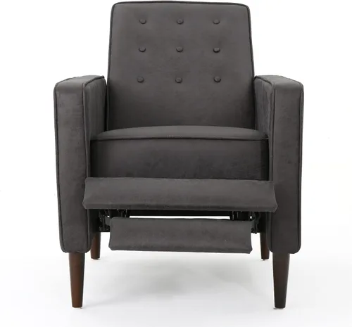 Miniatura 5 de GDFStudio Macedonia - Sillón reclinable de tela con respaldo copetudo, moderno Pizarra / Espresso oscuro