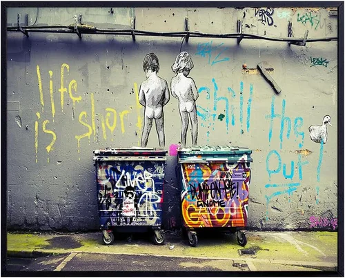 Miniatura 7 de Divertida imagen motivacional de arte callejero de Banksy de 8 x 10 pulgadas - Foto de graffiti urbano, decoración de pared, decoración