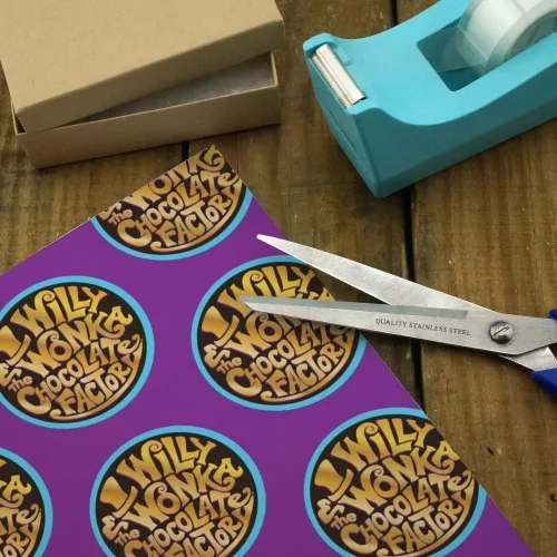 Miniatura 4 de GRAPHICS & MORE Willy Wonka and the Chocolate Factory - Rollos de papel de regalo con logotipo