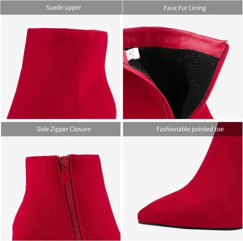 Miniatura 3 de DREAM PAIRS - Botines de tacón grueso para mujer, botas hasta el tobillo con punta puntiaguda