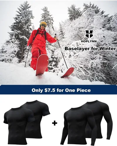 Miniatura 5 de Paquete de 456 camisas de compresión para hombre, manga cortalarga, atléticas para clima frío, camiseta para entrenamiento deportivo
