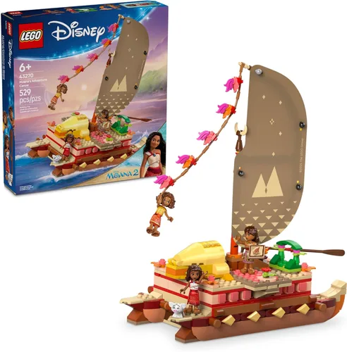 LEGO Disney Canoa de Aventura de Moana Set de Juguete de Construcción - Barco de Juguete de Juego de Simulación para Niños y Niñas, Edades 6+ - Idea