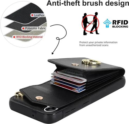 Miniatura 3 de Asuwish Funda de teléfono para Samsung Galaxy A54 5G con protector de pantalla de vidrio templado y anillo de bloqueo RFID, soporte para tarjeta