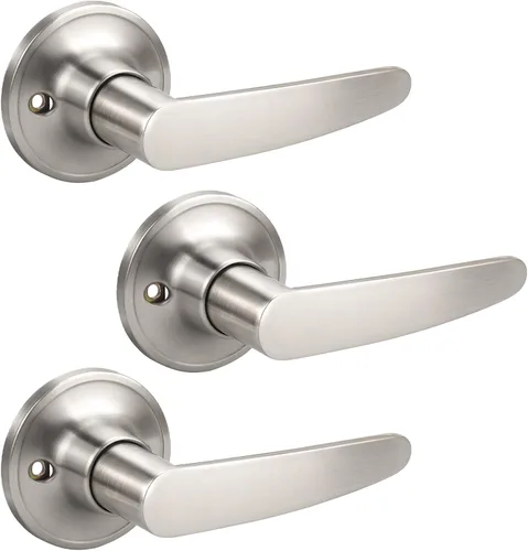 Miniatura 50 de KNOBWELL Juego de 10 manijas de puerta color negro mate, juego de manijas de puerta para privacidad para cama y baño, reversible para lado derecho