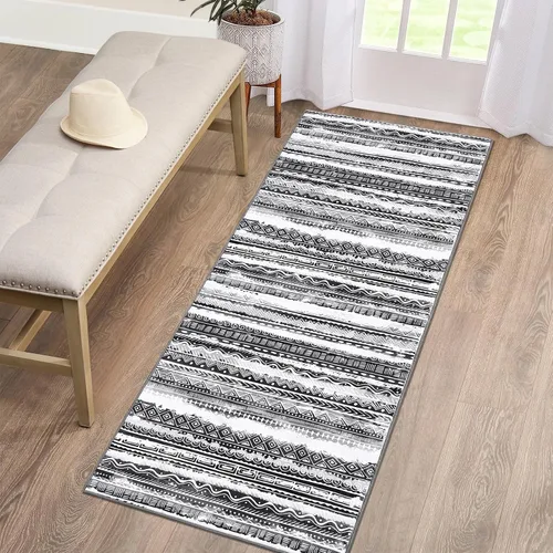 Miniatura 8 de FairOnly Alfombra bohemia abstracta de 2 x 3, para interiores y exteriores, antideslizante, lavable, alfombra pequeña para cocina, dormitorio, baño