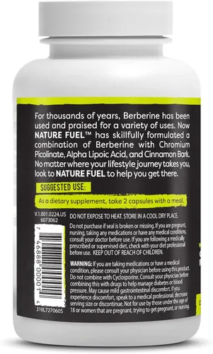 Miniatura 8 de Healthy Delights Nature Fuel - Cápsulas de berberina, suplemento de berberina, con berberina HCl, picolinato de cromo, ácido alfa lipoico y corteza