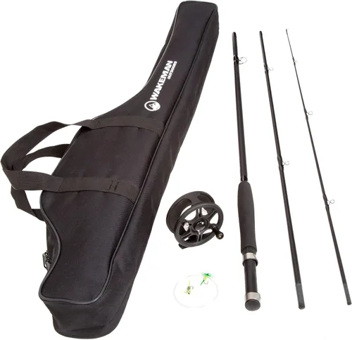 Combo de caña y carrete de pesca con mosca - Incluye estuche de transporte, moscas y línea de pesca - Equipo y accesorios de la serie Charter de