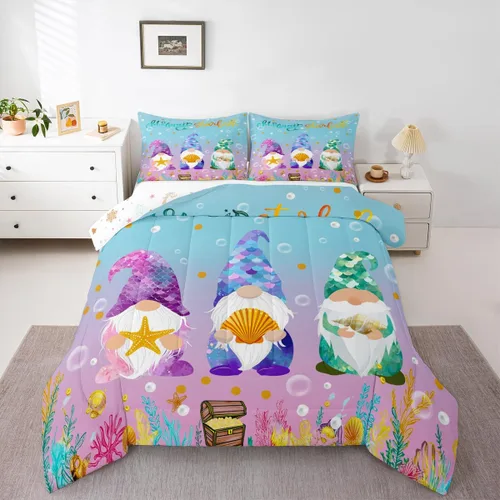 Miniatura 43 de Erosebridal Juego de edredón de Papá Noel tamaño matrimonial para niños y niñas, edredón de plumón de Feliz Navidad, juego de ropa de cama