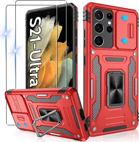 Miniatura 220 de Gritup para Samsung Galaxy S22 Funda con protectores de pantalla HD de 2 paquetes y cubierta deslizante para la cámara, protección contra caídas