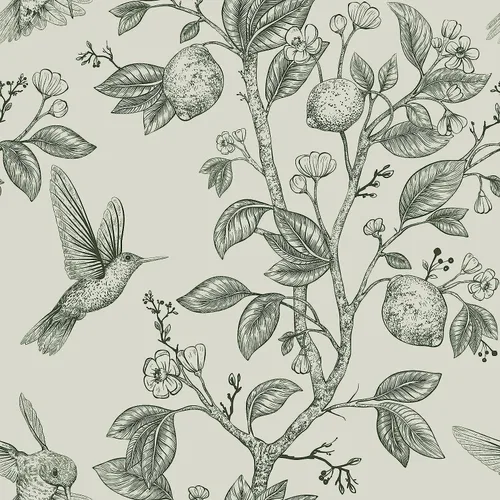 Miniatura 11 de CHIHUT Papel Tapiz Vintage de Árbol de Limón y Colibrí Floral Despegar y Pegar 17.7 in x 100 in Autoadhesivo Removible Papel de Contacto Pájaros