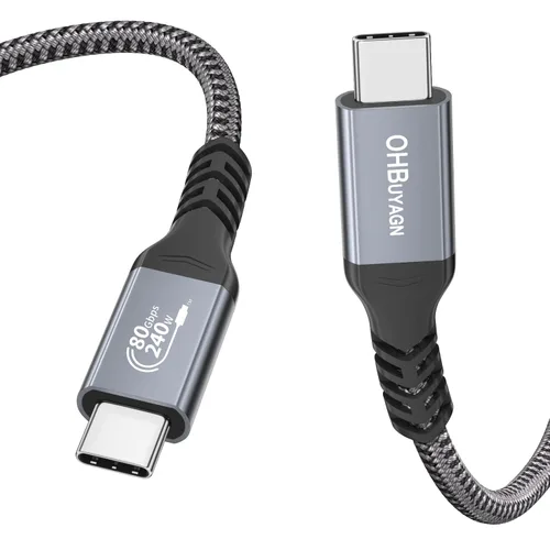 Cable USB 4 V2 de 80 Gbps para cable corto Thunderbolt 4 de 1.64 pies, ancho de banda Boost 120Gbps para 16K/Dual 8K, PD 240W carga rápida para USB