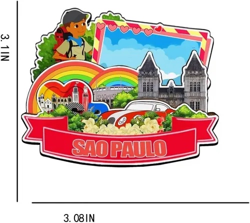 Miniatura 3 de Imán de madera para nevera de Sao Paulo Brasil Monumentos 3D de viaje, recuerdos coleccionables, decoración hecha a mano -4224