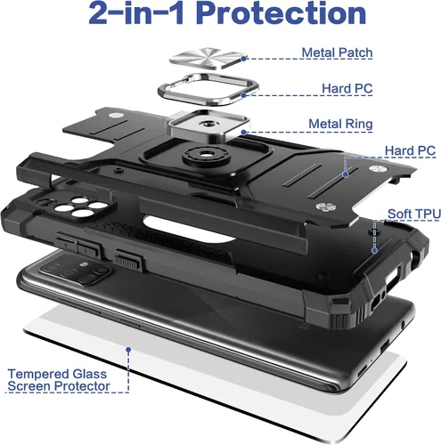 Miniatura 6 de Funda para Galaxy A71 5G con protector de pantalla, a prueba de caídas, ajuste delgado, con soporte para automóvil, funda protectora ligera