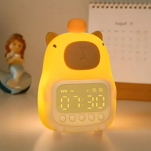 Miniatura 13 de DORA - Reloj despertador para perros para dormitorios de niños y niñas, bonito reloj despertador LED con pantalla digital, entrenador de sueño