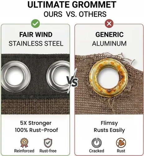 Miniatura 4 de FAIR WIND - Tela para Sombra 90% de Protección Solar, Pantalla de Privacidad, Cobertura para Toldo de Patio con Ojales, Malla para Sombra para Moca