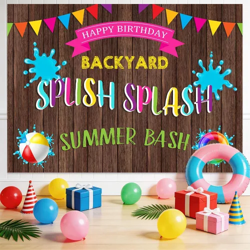 Fondo de fiesta de verano de 7 x 5 pies para fiesta de piscina para cumpleaños, fiesta de verano, patio trasero, piscina, fiesta, decoración de