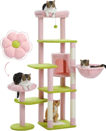 Miniatura 10 de MUTTROS Árbol gótico para gatos de 59 pulgadas con cama de ataúd, torre negra para gatos de interior con amplio condominio para gatos y hamaca