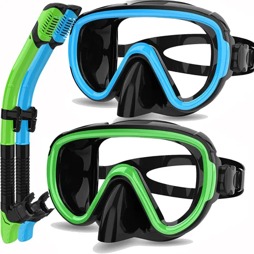 Miniatura 16 de Juego de 2 máscaras de esnórquel seco para adultos, máscara de buceo, gafas de natación, máscara de buceo, cubierta de nariz, buceo gratis
