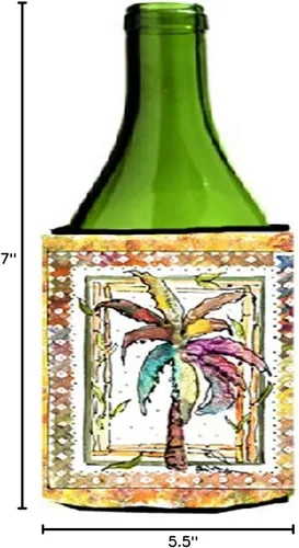 Miniatura 3 de Caroline's Treasures 8614LITERK Palmera Botella de vino Hugger Botella Enfriador Manga Hugger Abrazador Lavable a Máquina Aislante Plegable Aislante