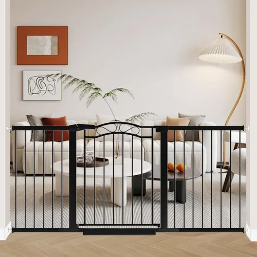 Miniatura 15 de Fairy Baby Puertas para bebés extra anchas de 57.1"-59.8" con puerta, puerta infantil de 58-59 pulgadas para niños pequeños, puerta de metal montada