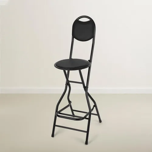 Miniatura 2 de Sintuff Taburete de bar plegable de 26 pulgadas de altura de asiento con respaldo de cuero, taburetes plegables acolchados para adultos, sillas