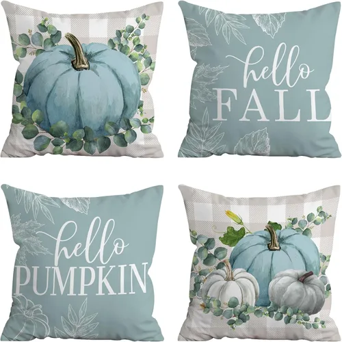 Miniatura 13 de pinata Juego de 4 fundas de almohada de otoño de 18 x 18 pulgadas, almohadas decorativas de otoño para sofá, hogar y exterior, decoración de otoño