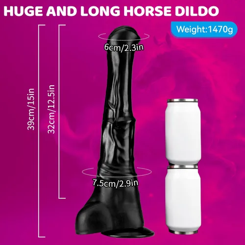 Miniatura 2 de Consoladro grueso de caballo, consolador animal negro enorme de 15 pulgadas, consolador anal largo con ventosa para parejas de hombres y mujeres