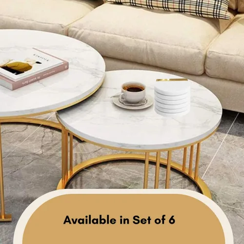 Miniatura 2 de Lukeville Luxury Linen Juego de 6 posavasos de mármol blanco – 4 pulgadas – Posavasos de cerámica para tazas, vidrio y bebidas, hecho a mano