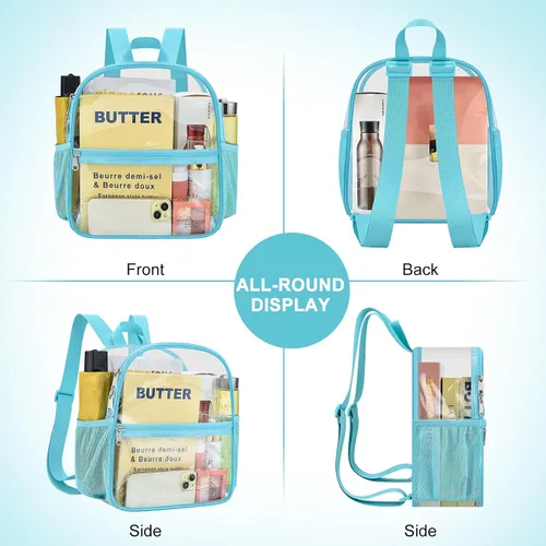 Miniatura 4 de Mochila deportiva transparente para eventos en estadios de 12 x 12 x 6 pulgadas, pequeña para ventiladores, conciertos, playa, trabajo, viajes